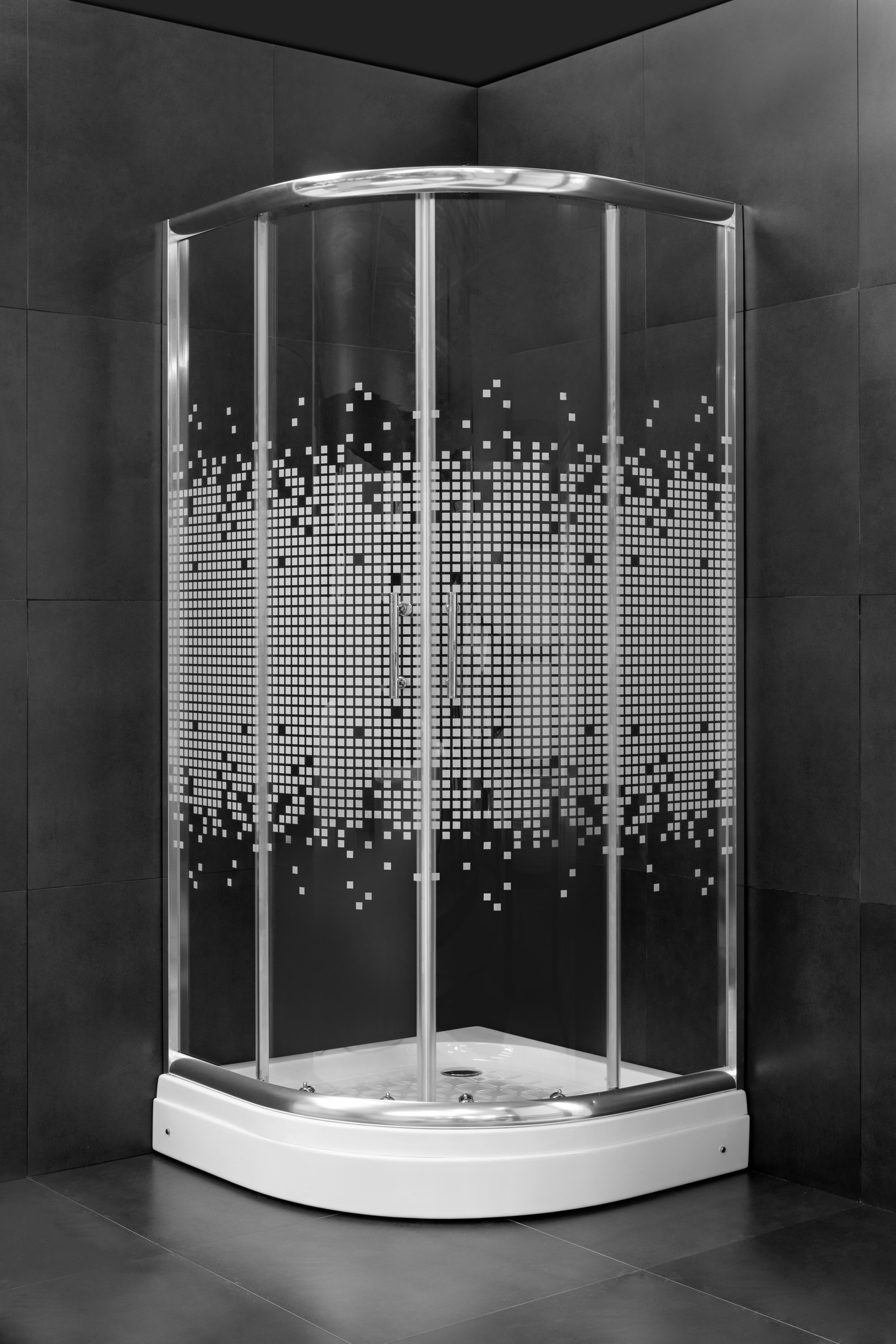 Tuš kabina polukružna MINOTTI R800x185 JAK 5281 staklo s kvadratićima 5 mm